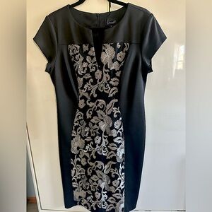 Black fitted dress w embroidered front